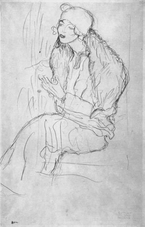 Gustav Klimt - Portrait of a seated lady with boa 1916